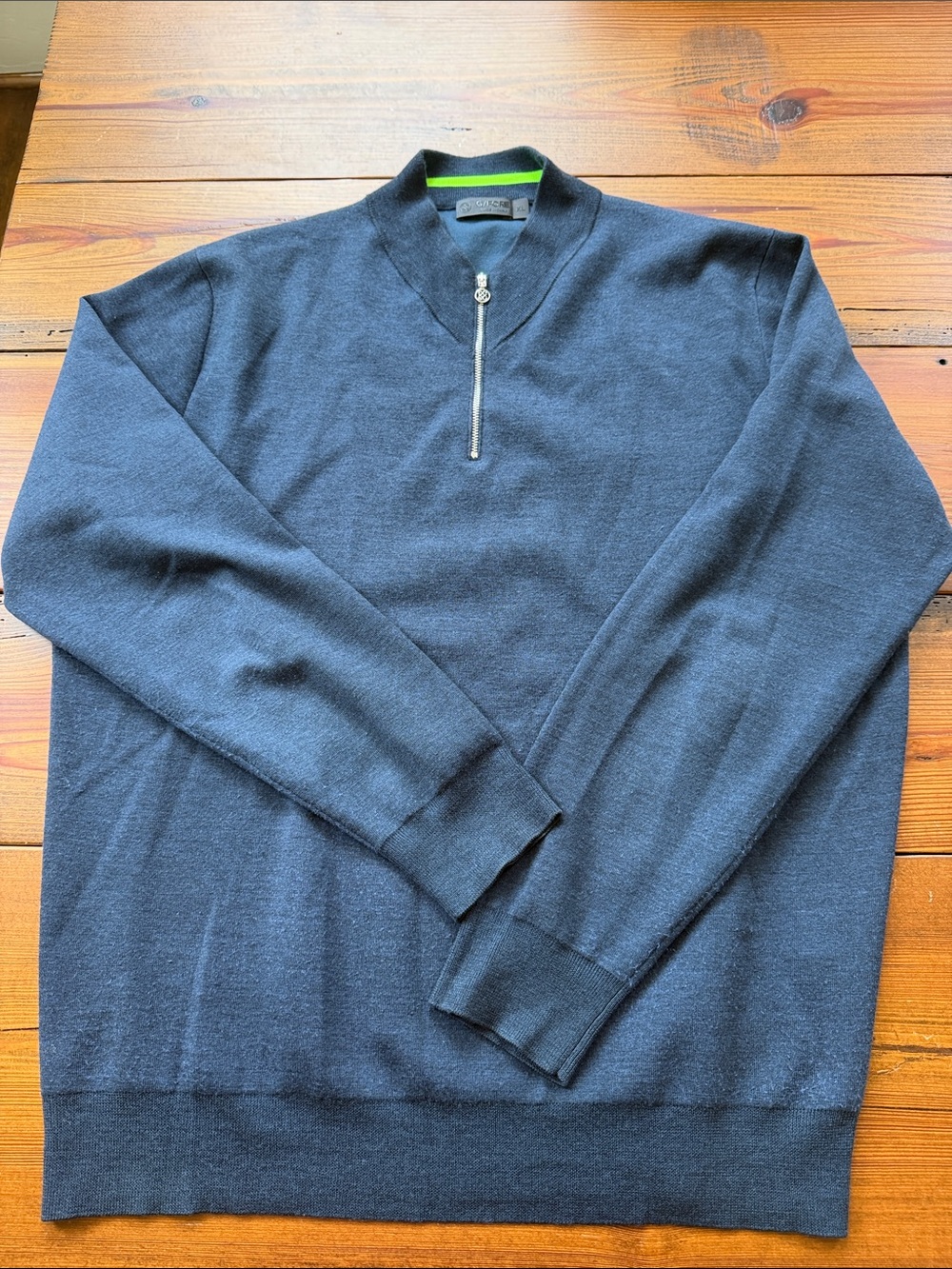 G/FORE Men's Navy Half-Zip Sweater with Silver Zip Pull